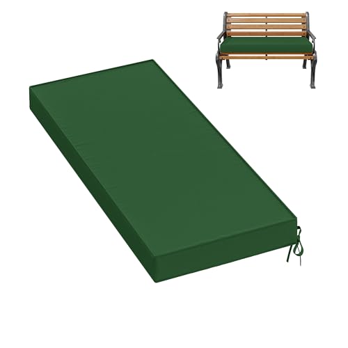 Premium Outdoor Bench Cushions for Patio Furniture 3.5inches Memory Foam Bench Cushion Waterproof Fade Resistant Porch Swing Cushions with Straps 42×18 Inch Green - color: Green, size: 42'' x 18'' x 3.5''