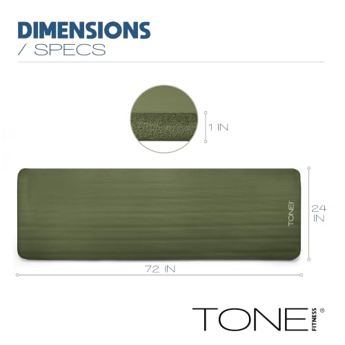 Tone Fitness 1-Inch Thick Yoga Mat | High-Density, Non-slip Exercise Mat with Carrying Strap for Yoga, Pilates, & Home Gym Workouts | Multiple Options - color: Green, style: Diamond