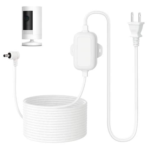 ALERTCAM Outdoor Power Adapter for Stick Up Cam Battery/Plug-in 3rd Gen, 25 ft Weather Resistant Charging Cable with Barrel Plug Continuously Charge Your Security Camera, White - color: White