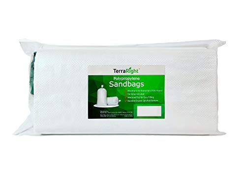 Sandbags - Extra Durable Empty White Woven Polypropylene Sand Bags w/Ties, Max. UV Protection, 14" x 26" (50 Count) - color: White, size: 1 Count (Pack of 50)