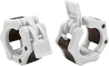 USA Made Olympic Barbell Collar 2 inch Quick Release Pair of Locking 2" Pro Weight Bar Plate Locks Clamp Clips for Workout Weightlifting Fitness Training - color: White, style: Made in USA
