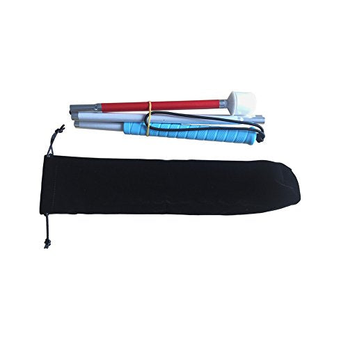 Aluminum Mobility Folding White Cane for Vision Impaired and Blind People (Folds Down 6 Sections) (155cm (61inch), Blue Handle) - color: Blue Handle, size: 61 Inch (Pack of 1)