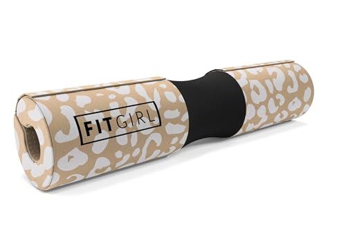 FITGIRL - Squat Pad and Hip Thrust Pad for Leg Day, Barbell Pad Stays in Place Secure, Thick Cushion for Comfortable Squats Lunges Glute Bridges, Olympic Bar and Smith Machine - color: Beige Leopard (Deluxe)