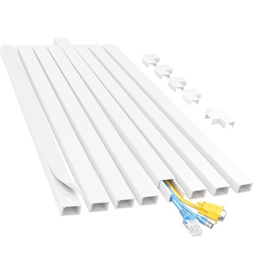 Yecaye Cord Hider, 113in Medium Cord Covers for Wires on Wall, Cord Organizer for 2-3 Wires, Easy Install Cable Management Kit, TV Cable Hider for Home Office, W0.95in H0.55in, White - color: White, size: 113in L x 0.95in W x 0.55in H
