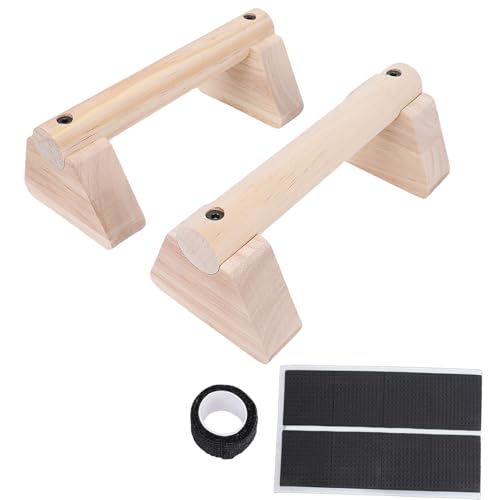 2PCS Wood Push Up Bars with Non Slip Base Pad Exercise Home Workout Equipment Wooden Parallettes Handle Stands Grip for Men Strength Training, Planks Calisthenics - size: 20cm