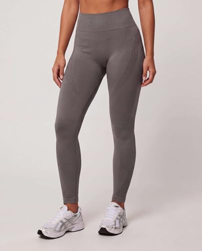 Juicy Couture 2 Piece Women's Workout Set Seamless Bra and Leggings Athletic Pilates Yoga Gym Activewear Matching Outfit - color: Solid Charcoal, size: Large