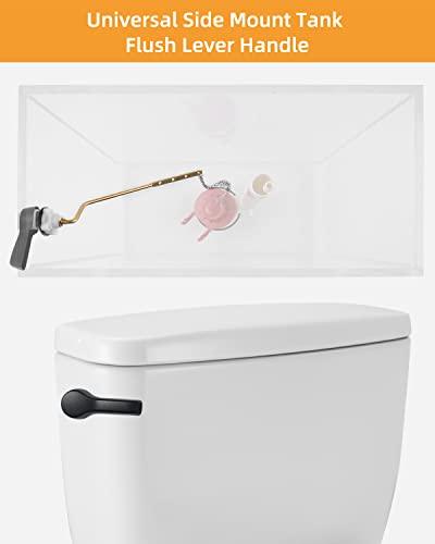 Hibbent Universal Metal Side Mount Toilet Handle Replacement Kit, Brass Toilet Flush Tank Lever with Stainless Steel Flapper Chains for Most Toilets, Oil-Rubbed Bronze - color: Oil Rubbed Bronze, style: Side Mount