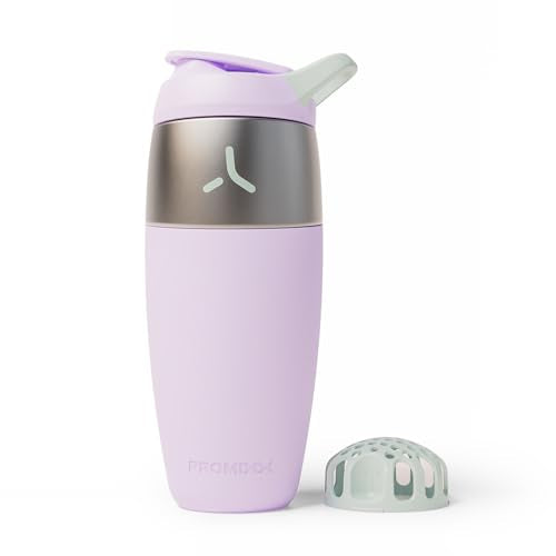 Promixx Pursuit Stainless Steel Shaker Bottle - 32oz Lightweight Metal Protein Mixer with Snap-Fit Agitator for Smooth Shakes - Leak-Proof Gym Shaker Cup for Fitness & Travel - Lilac - color: Lilac, style: 32oz