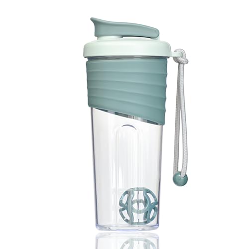 Protein Shaker Bottle 24oz – Teal Transparent Tritan with Measurement Scale, Silicone Grip & Teal Shaker Ball – Perfect for Protein Shakes, Smoothies, and Supplements - color: Teal