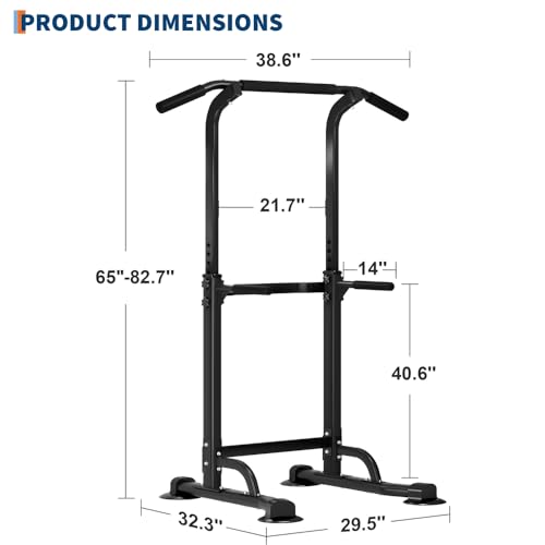 Power Tower Pull Up Bar and Dip Station for Home Gym, Adjustable Pull Up Bar with 300 Lbs Capacity, Free Standing Chin Up Bar for Strength Training, Men Women Teens