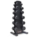 CAP Rubber Coated Hex Dumbbell Set with Storage Rack | 100–210 lb Options, Space-Saving Vertical Compact Storage for Home Gym Strength Training - size: 210 lb - Set - Black Rack, style: Comfort Handle