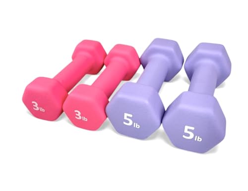 Neoprene Coated Dumbbell Hand Weight Set - style: 16-Pounds total -2 Pairs (3-LB, 5-LB)