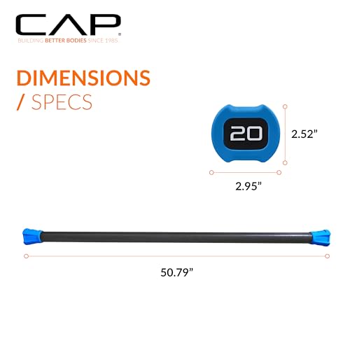 CAP Barbell Weighted Workout Bar | 5-20 lb | Multiple Options - style: 20 LB, Blue