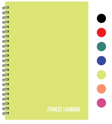 Fitness Logbook (Lime) - A5 Undated Workout Journal For Men & Women - Plastic Cover & Thick Paper - Planner Log Book To Track Weight Loss, Muscle Gain, Gym Exercise, Bodybuilding Progress - style: Lime Plastic