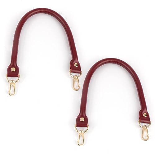 AUEAR, Replacement Handles Bag Purses Straps Black Handbag Strap with Gold Lobster Buckles for Small Handmade Straw (15.7 Inches, Style A, Wine Red) - color: Wine Red