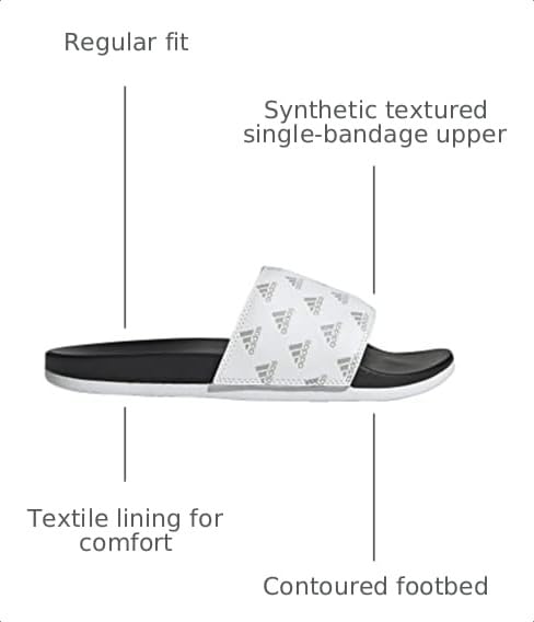 adidas Women's Adilette Comfort Slides - color: White/Grey/White, size: 15 Women/14 Men