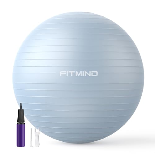 FITMIND_ Extra Thick Exercise Ball Yoga Ball 22in/26in/30in for Workout Pregnancy Stability,Anti-Burst and Slip Resistant Swiss Ball with Pump for Yoga, Pilates, Fitness,Birthing,Physical Therapy - color: blue, size: 18-22in/45-55cm