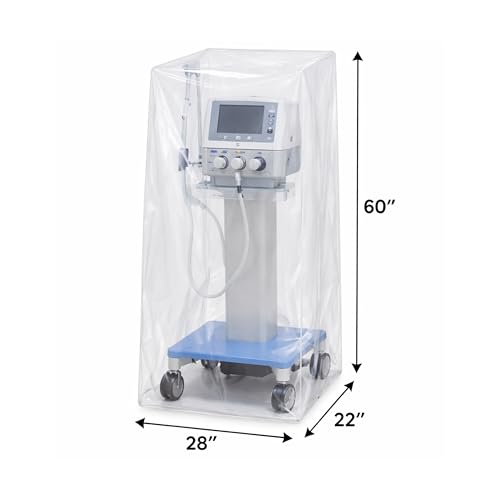 MABIS Disposable Medical Equipment Covers on Roll, Protective Dust and Moisture Barrier for Medical Devices, 28 x 22 x 60 Inch Clear Plastic, 55 Covers per Roll