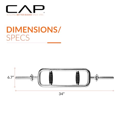 CAP Barbell Standard Threaded 34" Triceps Bar | Multiple Options - color: Black, Rubber Grips