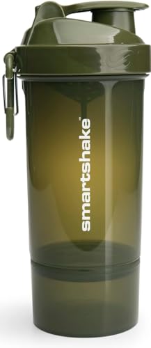 Smartshake O2GO ONE Plastic Protein Shaker Bottle 800 ml | 27 oz - Leakproof Screw-on Lid - BPA Free – Unisex - Army Green - color: Army Green
