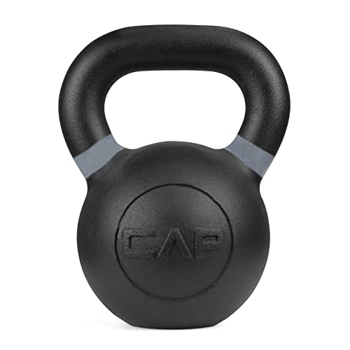 WF Athletic Supply Powder Coated Kettlebells, Black Matte Kettlebell Weights for Strength Training, Conditioning and Functional Fitness, LB and KG Markings - color: e. 44 LB