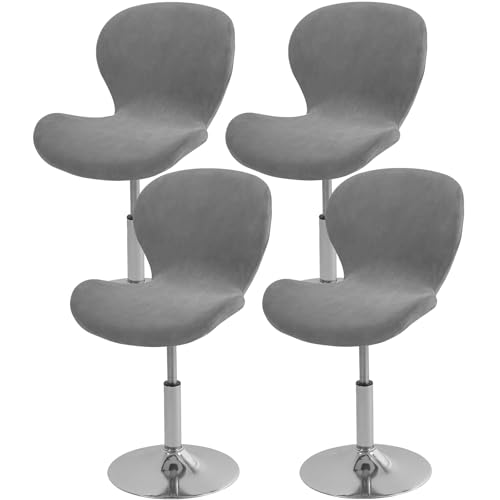 Gollense Bar Stool Covers with Backs, Set of 4 Stretch Jacquard Barstool Seat Covers, Washable Swivel Pub Counter Height Chair Slipcover Protector for Home Kitchen Cafe (Velvet-Grey) - color: Velvet-grey