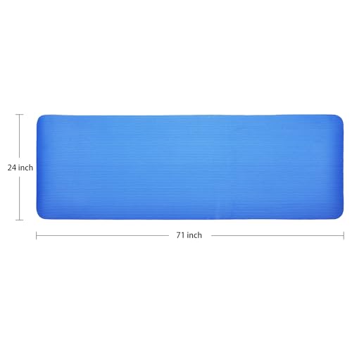 Signature Fitness Extra Thick High-Density Foam Yoga Mat – Multiple Thicknesses (1/2" & 1") / Multiple Colors – Double-Sided Non-Slip Surface – with Carrying Strap for Pilates, Yoga & Home Workouts - color: Blue