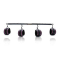 Spreader Bar Heavy Duty Stainless Steel Expandable Silver Bar Home Gym with 4pcs Furry Purple Adjustable Straps,Sports Aid Training Fitness Gear Pilates Aid Kit - style: Black+Eggplant PU Kit