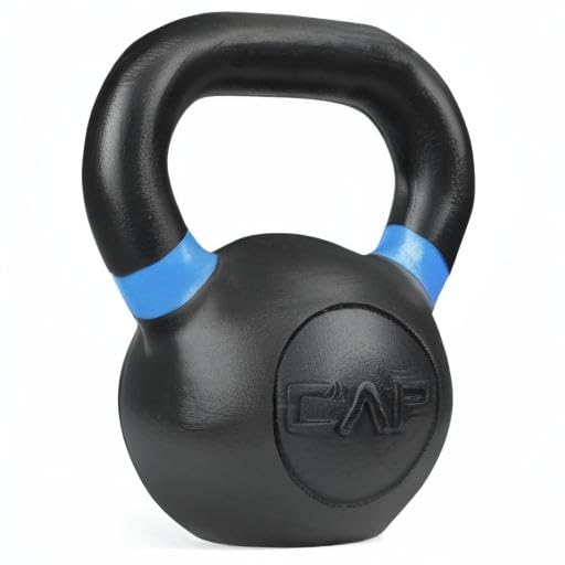 WF Athletic Supply Powder Coated Kettlebells, Black Matte Kettlebell Weights for Strength Training, Conditioning and Functional Fitness, LB and KG Markings - color: c. 26 LB