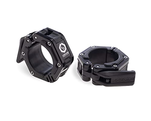 Lock-Jaw Flex Barbell Collars Olympic Barbell Clamps w/Magnet 2 Pcs – Heavy Duty Bar Clamps for 2” & 50mm Olympic Bars – Secure Weight Bar Clamps for Strength Training & Home Gym Accessories - color: Black
