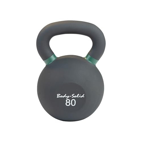 Body-Solid Matte Powder Coat Kettlebell with Kettle Grip Handle, Perfect Kettlebells for Weight Training and Core Workout Exercise Equipment - style: 80 lbs.
