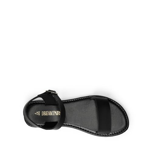 DREAM PAIRS Women's Ankle Strap Flat Sandals Open Toes One Band Buckle Summer Dressy Sandals - color: Black Monochrome, size: 11