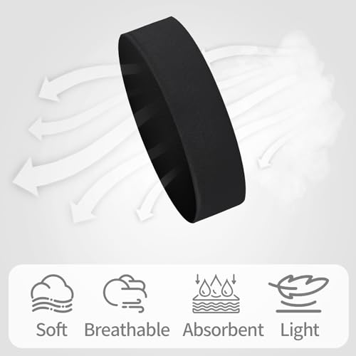 Panleding 12 Pack Sports Headbands for Women, Non-Slip Elastic Soft Hair Bands, Fashion Hair Warp for Workout, Yoga, Running, Fitness, Black - color: Black