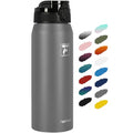 Fanhaw 24 oz Insulated Stainless Steel Water Bottle with Anti-Dust Chug Lid, Leakproof Vacuum Metal Everyday Use Bottle for Kids, Teens & Adults, Back to School Essentials (Gray) - color: Gray, style: 24 Ounces