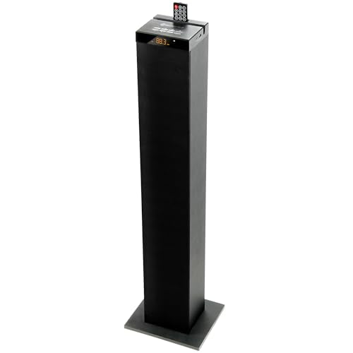 GOgroove Bluetooth Tower Speaker with Subwoofer Built in - Floorstanding Home Speaker with Powerful Bass and Dual Drivers, 120W Peak Power, MP3 3.5mm Aux, USB 2.0 Port Flash Drive, FM Radio (Single) - color: Black