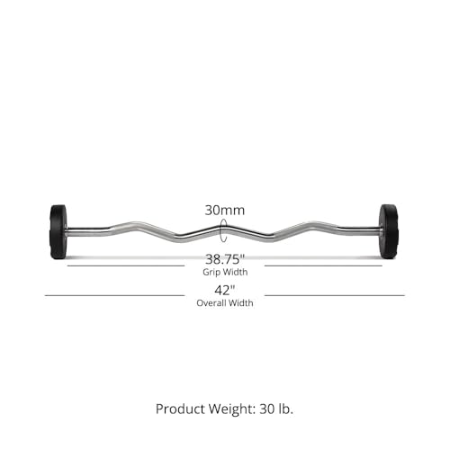 Titan Fitness Rubber Curl Fixed Barbells, Pre-Loaded Weight Bar for Strength Training & Weightlifting - color: EZ Curl Fixed Barbell, size: 30 LB