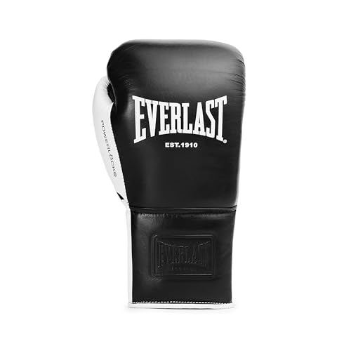 Everlast Powerlock OG Pro Training Boxing Gloves | Lace Up - color: Black/White, size: 10oz
