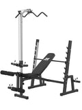 JX FITNESS Olympic Weight Bench with LAT Pulldown Pulley System and Preacher Curl Pad, Workout Bench Press Multi-Function Weight Lifting Gym/Home Gym