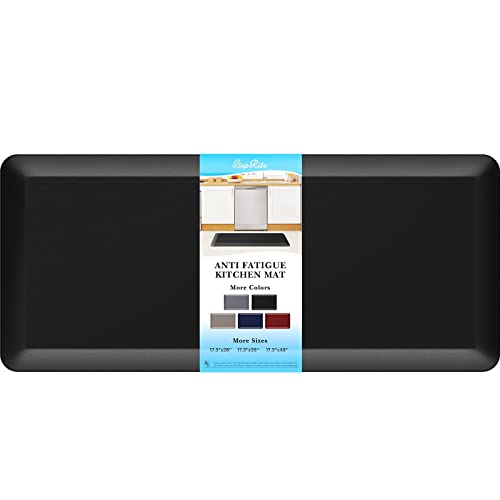 StepRite 4/5 Inch Thick Kitchen Mat Anti Fatigue Mat Kitchen Rugs Kitchen Decor Non-Slip, Stain Resistant, Water Resistant Kitchen Mats Desk Mat for Kitchen, Office, Workshop, Black, 17'' x 39'' - color: Black, size: 39"L x 17"W x 0.8"Th