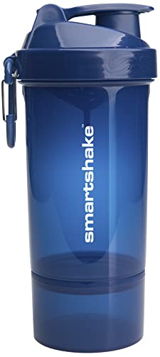 Smartshake O2GO ONE Plastic Protein Shaker Bottle 800 ml | 27 oz - Leakproof Screw-on Lid - BPA Free – Unisex - Navy Blue - color: Navy Blue