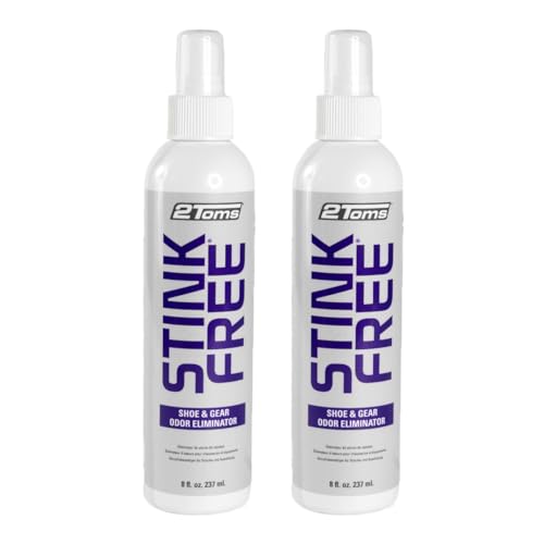 2Toms StinkFree Odor Eliminator Spray for Sweat & Shoes, 8 Oz, 2 Bottles | Odor Eliminating Spray for Smelly & Stinky Shoes & Athletic Gear - size: 8 Fl Oz (Pack of 2)