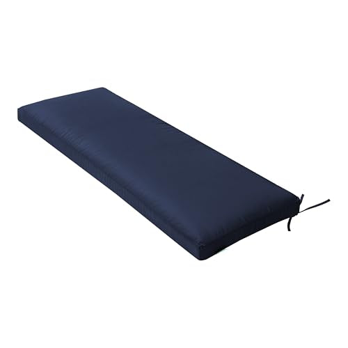 QILLOWAY Indoor/Outdoor Bench Cushion, Thick Upholstery Foam Couch Swing Pads with Ties,48-Inches,Navy Blue. - color: Navy Blue