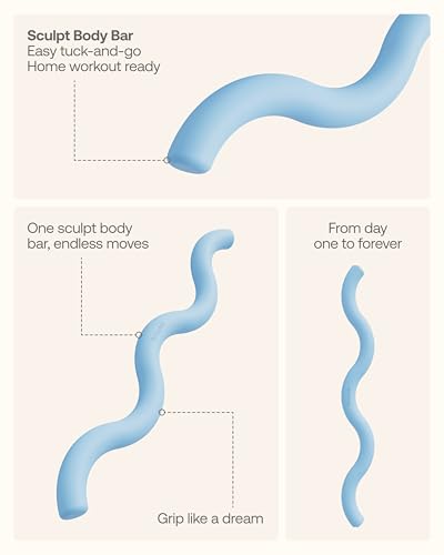 BetterMe Sculpt Body Bar – Weighted Exercise Bar for Strength Training – Home Gym Workout Barbell for Squats, Deadlifts, Curls & Full Body Workouts - color: Serenity Blue