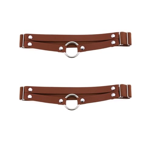 Adjustable O-ring Leg Garter, Elastic Thigh Garters Belt for Women, 1 Pair - color: Brown