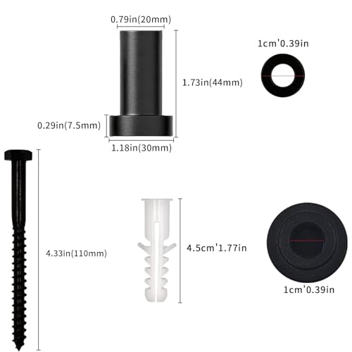 5 Pack Barn Door Wall Spacer with lag Bolts, Wall Anchor for Flat Track for Sliding Barn Door Hardware Track Spacers (44mm/1.73inch) - size: 44mm/1.73inch