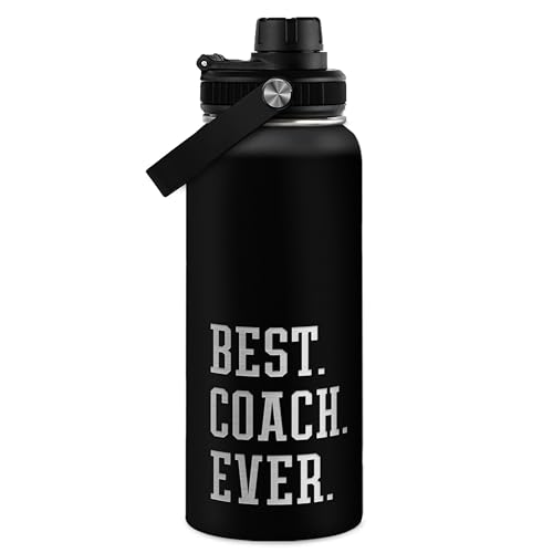 SANDJEST Sport Coach Insulated Engraved Stainless Steel Water Bottle 32oz, Best Coach Ever, Vacuum Chug Lid Travel Tumbler For Men Friends Coaches, Birthday Christmas - color: Coach