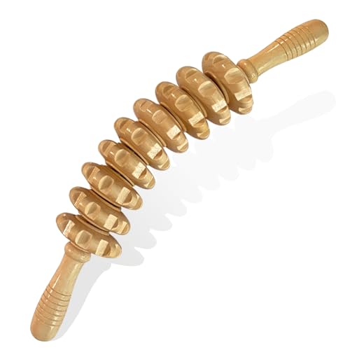 Manual Massage Stick, Curved Wooden Handheld Roller Trigger Point Massager for Fascia, Cellulite, Muscle & Abdomen, Body Therapy Massager, Belly Relief Tool, White - color: White