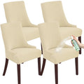 Wingback Chair Cover Waterproof,Stretch Jacquard Slipcover(Beige,4PCS) | Instant room refresh with easy cleanup, dependable mess protection, and a neat tailored look for family spaces. - color: Beige