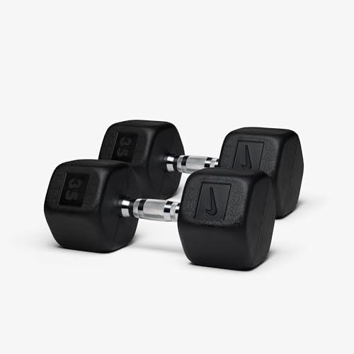 Nike Rubber Hex Dumbbell Pair - color: Black / Black, size: 35 lb