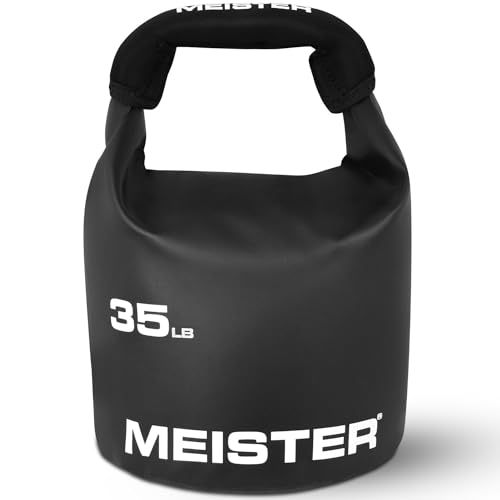 Meister BEAST Portable Sand Kettlebell - Soft Sandbag Weight - 35lb / 15.9kg - Black | Soft-sided kettlebell w/ oversized neoprene handle for swings, squats, presses, pulls and more. Ideal for home and travel